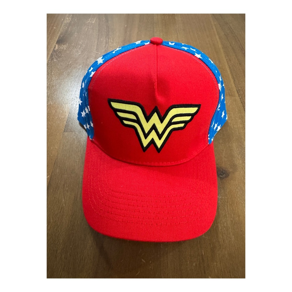 Wonder Woman Trucker Hat Red Blue Stars Snapback DC Comics Ca